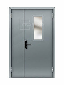 Противопожарная дверь EI-30 на кровлю полуторная остекленная