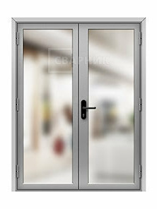 Противопожарная стеклянная дверь 3-го типа двупольная 1400×2100 мм